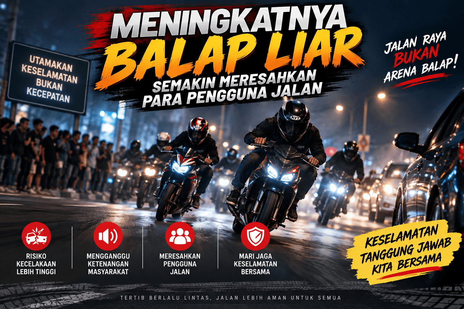 Meningkatnya balap liar semakin meresahkan para pengguna jalan